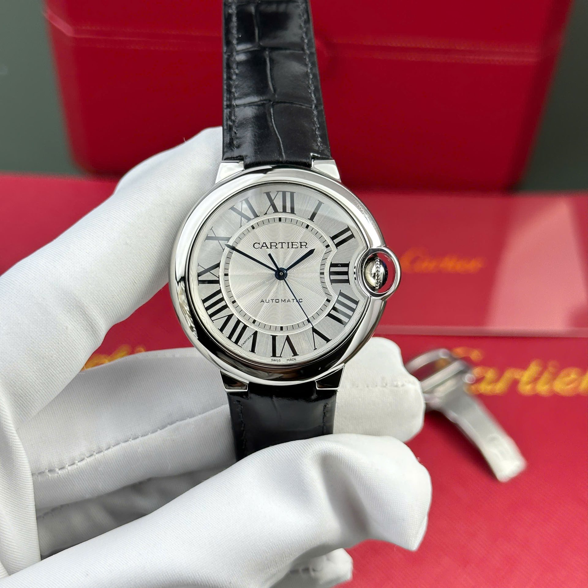 Cartier Ballon Bleu Replica 11 Watch White Dial Leather Strap AF Factory 36mm - Replica Luxury