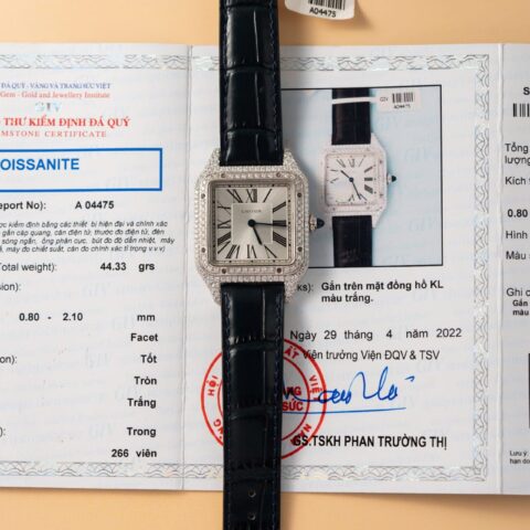 Cartier Replica 1:1 Watch Santos Dumont Large With Full Moissanite Diamond Hong Kong 42mm - Replica Luxury