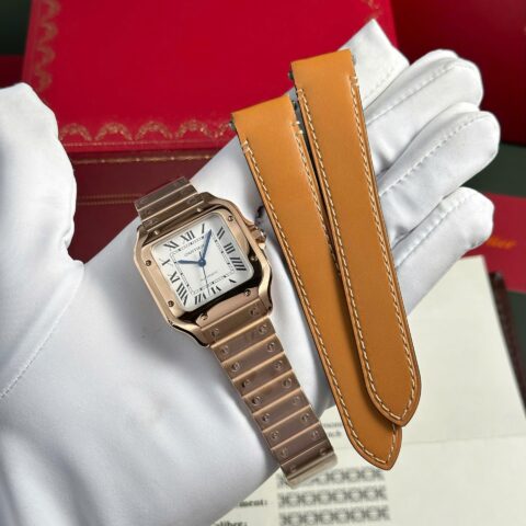 Cartier Santos Rose Gold Replica 11 Watch Dial White BV Factory 35mm - Replica Luxury