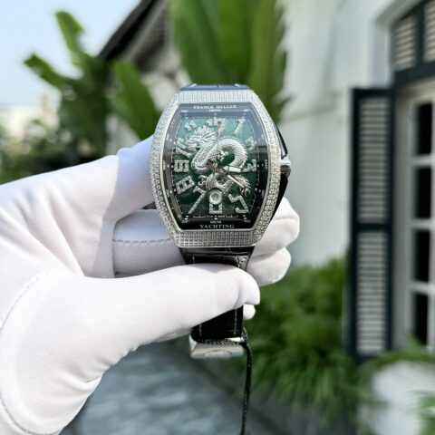 Franck Muller Replica 11 Watch V45 Green Dragon Dial With Stone 45mm - Replica Luxury