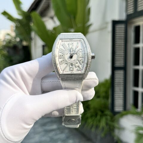 Franck Muller Vanguard V45 White Face With Stone Best Replica Watch ABF Factory 45mm - Replica Luxury