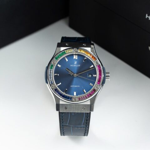 Hublot Classic Fusion Titanium Rainbow Refined Synthentic Gemstones Bezel Best Copy 42mm - Replica Luxury