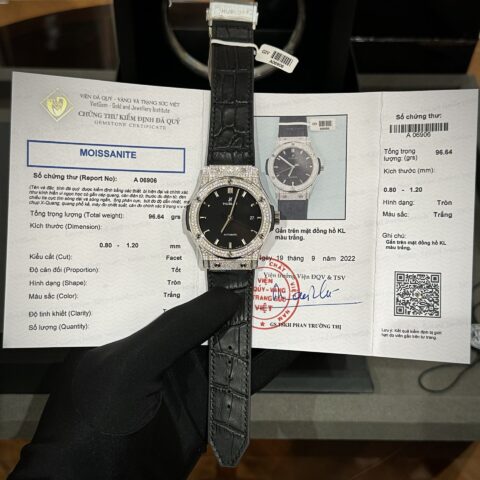 Hublot Replica 1:1 Watch Classic Fusion Full Black Moissanite Diamond 42mm - Replica Luxury