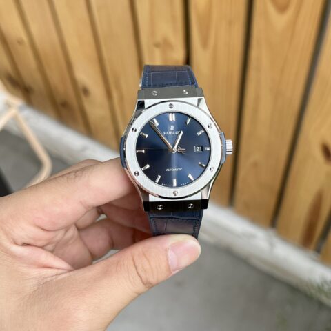 Hublot Replica 1:1 Watch Classic Fusion Titanium Blue Leather Strap JJF 42mm - Replica Luxury