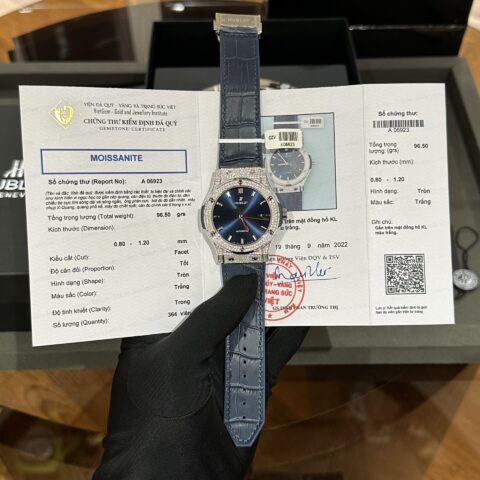 Hublot Replica 11 Watch Classic Fusion Blue Moissanite Diamond 42mm - Replica Luxury
