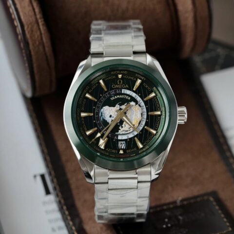 Omega Seamaster Replica Watch Aqua Terra Worldtimer Green Dial 43mm - Replica Luxury