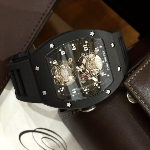 Richard Mille Replica 11 Watch RM001 Tourbillon Black Ceramic Highest Quality 42mm - Replica Luxury