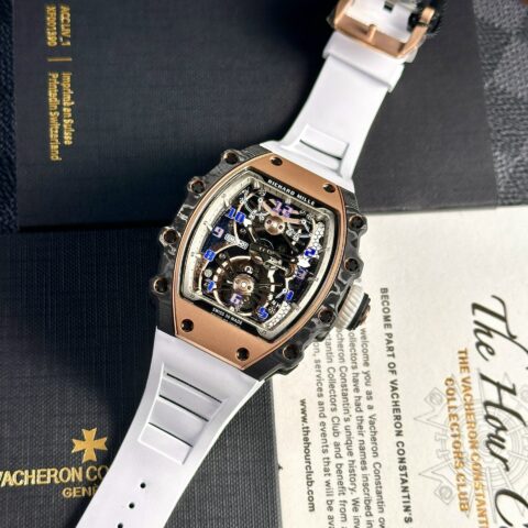 Richard Mille RM21-01 Tourbillon Replica Highest Quality White Rubber Strap 45mm - Replica Luxury